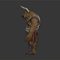 Muscular Minotaur Mythical Warrior Character Standing With Armour Chains And Leather Skirt