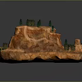 Detailed Rocky Mountain Terrain Model With Flowing River And Green Trees