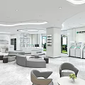 Modern Agricultural Bank of China Lobby Interior With Circular Service Counter And Large Screen Sofa Seating