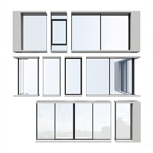 window frame casement window sliding window floor-to-ceiling window 3d model