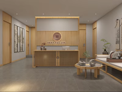 Traditional Tea Bar Interior Design With Wooden Counter BAR TEA LINE Sign And Sofa 3d model