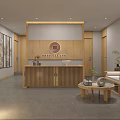 Traditional Tea Bar Interior Design With Wooden Counter BAR TEA LINE Sign And Sofa