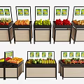 Commercial Retail Fruit Display Stands With Multiple Units Digital Screens And Fresh Produce
