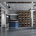 Modern Clothing Store Interior With Hanging Clothes Shoe Shelves And Counter