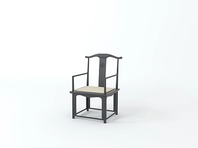 Traditional High Back Armchair With Wooden Frame And Light Colored Cushion 3d model