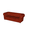 Red Leather Tufted Multi Seat Sofa With Rolled Arms On Marble Floor 3d model