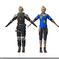 Two Men as 3D Character Models Wearing Different Outfits in Black and Blue