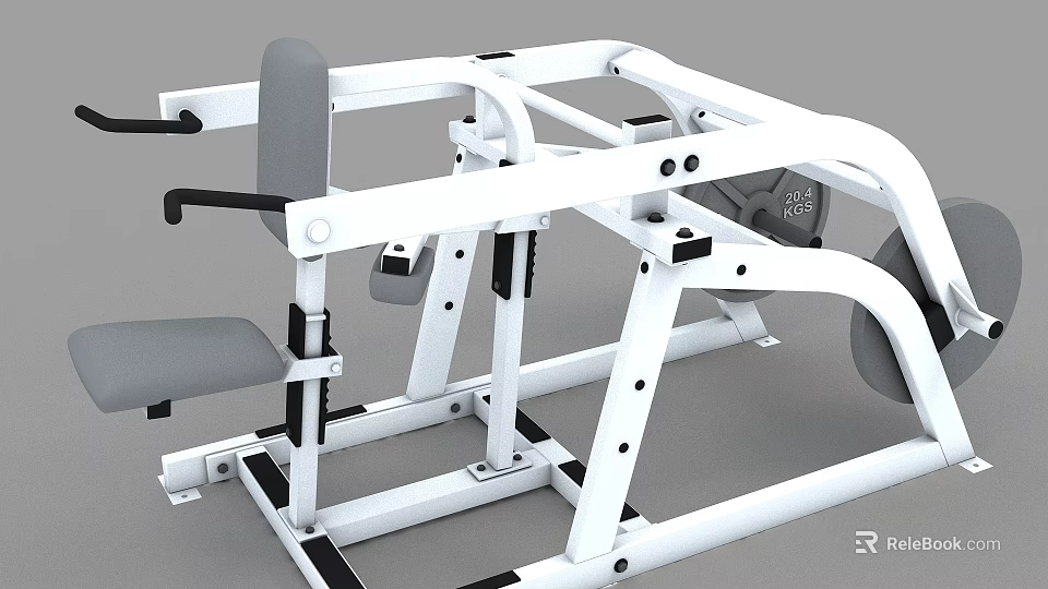 Professional Strength Training Fitness Equipment With White Frame Gray Seat And Black Handles 3d model 