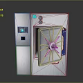 Open Silver Safe Door With Metal Structure Control Panel Display Screen Buttons And Green Lights 3d model