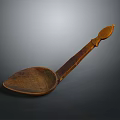 Vintage Handcrafted Wooden Spoon With Intricate Carved Handle And Polished Bowl