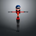 Cartoon Superhero Character With Red Black Suit Blue Hair And Outstretched Arms