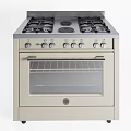 Classic Cream Kitchen Appliance Gas Stove Oven With Multiple Burners And Control Knobs 3d model