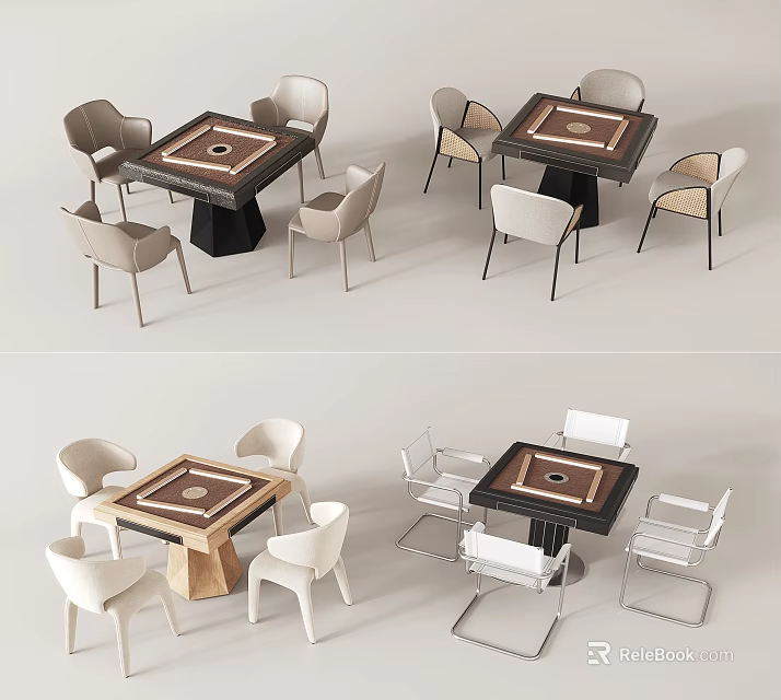 Stylish Board Game Entertainment Tables and Chairs with Modern Design for Leisure Spaces 3d model 