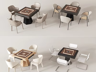 Stylish Board Game Entertainment Tables and Chairs with Modern Design for Leisure Spaces 3d model