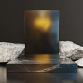 Elegant Modern Display Stand With Natural Stones And Reflective Platform 3d model