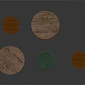 Assorted Round Wooden Side Tables With Different Base Designs And Colors