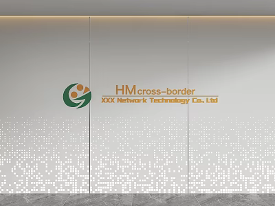 Modern Corporate Background Wall with Logo and Company Name Text in White Bottom Dot Design 3d model