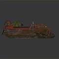 Red Functional Vehicle With Tracks Loaded With Green And Brown Cargo 3d model