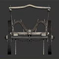 Vintage Classic Cart With Wooden Base Metal Frame Large Wheels And Handle For Transportation Use
