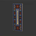 Ornate Decorative Blue Thermometer Featuring Floral Patterns And Colorful Accents