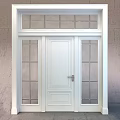 White Hinged Door With Glass Panels And Classic Frame Design For Home
