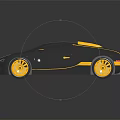 Stylish Black And Yellow Sports Car With Yellow Stripes And Wheels