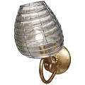 Elegant Wall Lamp With Transparent Shade Metal Wire Frame And Gold Decorative Base