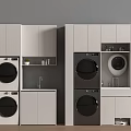 Modern Laundry Room Design With Washing Machine Dryer Cabinets And Sink