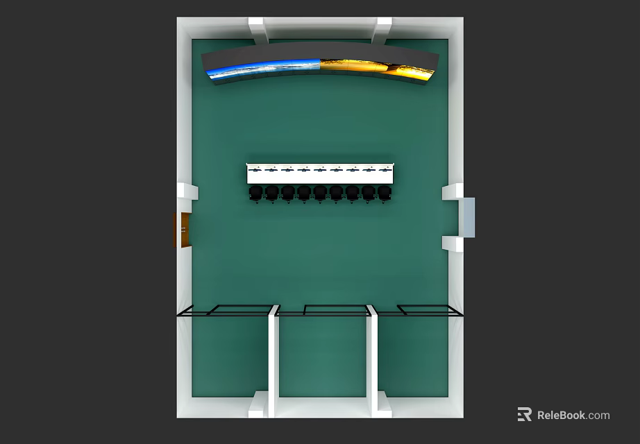Security Monitoring Room With Multiple Monitoring Screens Control Panel And Workstations 3d model 