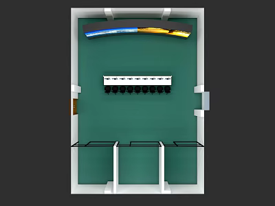 Security Monitoring Room With Multiple Monitoring Screens Control Panel And Workstations 3d model
