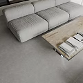 Modern Living Room Interior With Gray Sofa Black Armchairs Fireplace And Scenic View