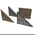Architectural Triangular Structural Elements With Wooden Brick And Stone Wall Panels