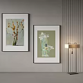 Interior Wall Decor With Two Framed Artworks And Modern Floor Lamp 3d model