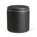 Black Leather Bar Stool With Round Top And Rivet Detail Modern Design