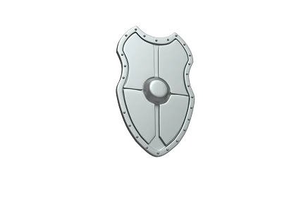 Medieval Steel Shield With Decorative Riveted Design And Central Round Boss 3d model