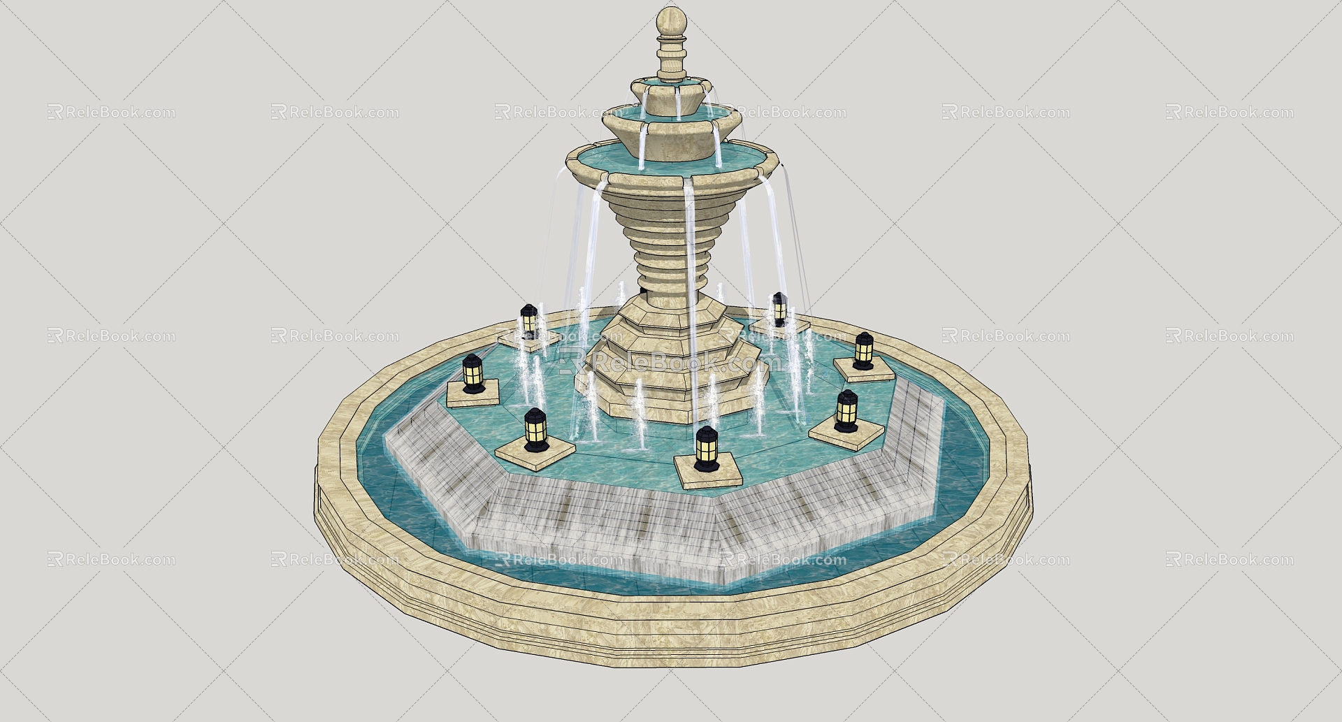 Jane Europe fountain water landscape 3d model