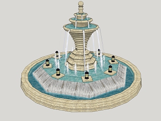 Jane Europe fountain water landscape 3d model