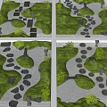 Garden Stepping Stones Path Designs With Green Grass And Natural Plants