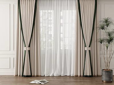 Modern curtain gauze combination 3d model