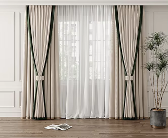 Modern curtain gauze combination 3d model