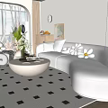 Modern Cream Style Sofa Coffee Table Combination Cream Multi-Person Sofa 3d model