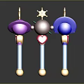 Colorful Magic Wands with Star Heart and Dome Shaped Tops Golden Bases Transparent Rods