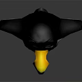 Cute 3D Cartoon Penguin With Black And White Body Yellow Beak Red Bow Tie