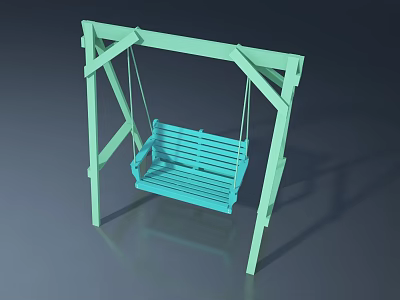 Green Garden Swing With Hanging Seat And Support Frame 3D Design 3d model