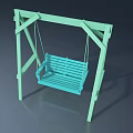 Green Garden Swing With Hanging Seat And Support Frame 3D Design
