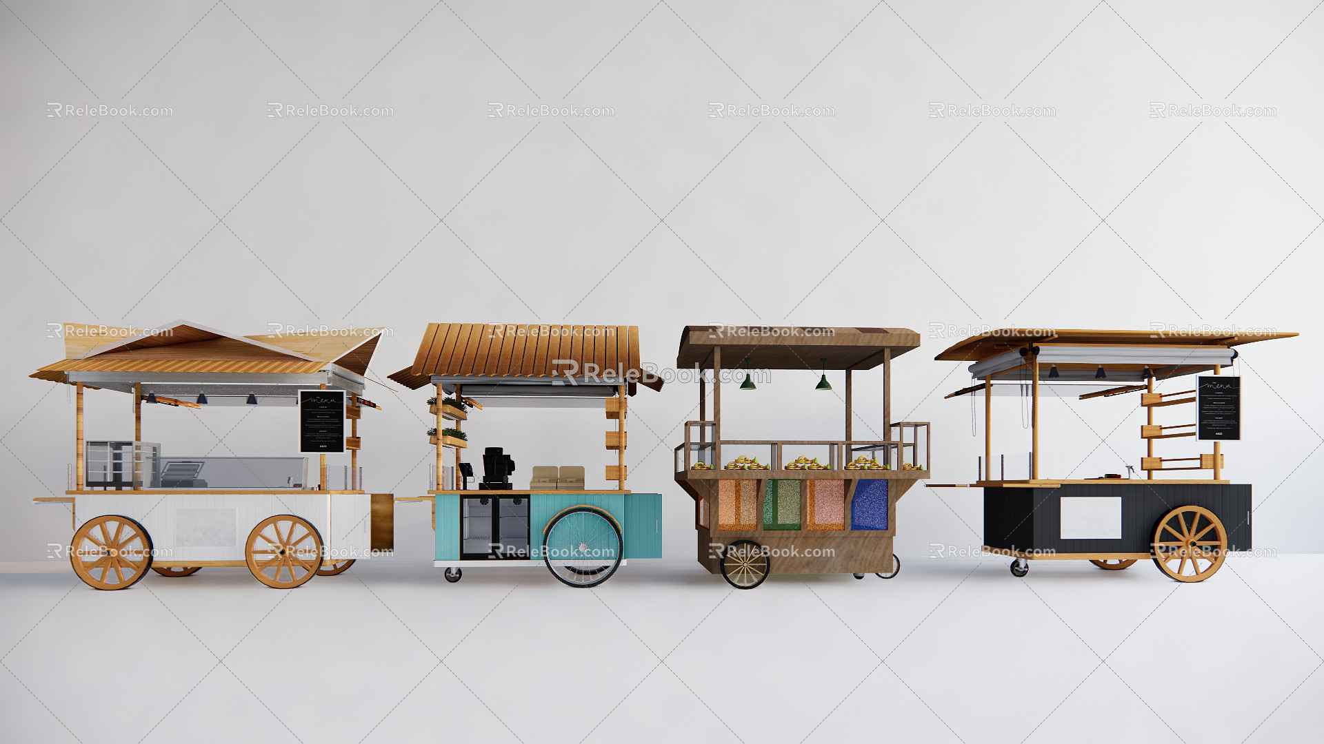 New Chinese-style Vans Sell Small Cart Booth 3d model