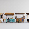 New Chinese-style Vans Sell Small Cart Booth 3d model