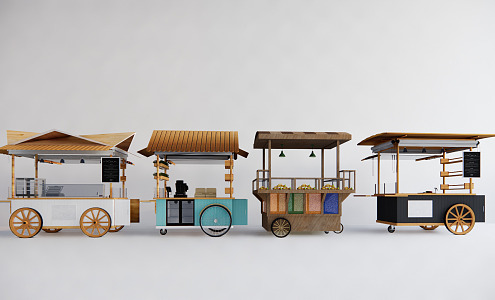 New Chinese-style Vans Sell Small Cart Booth 3d model