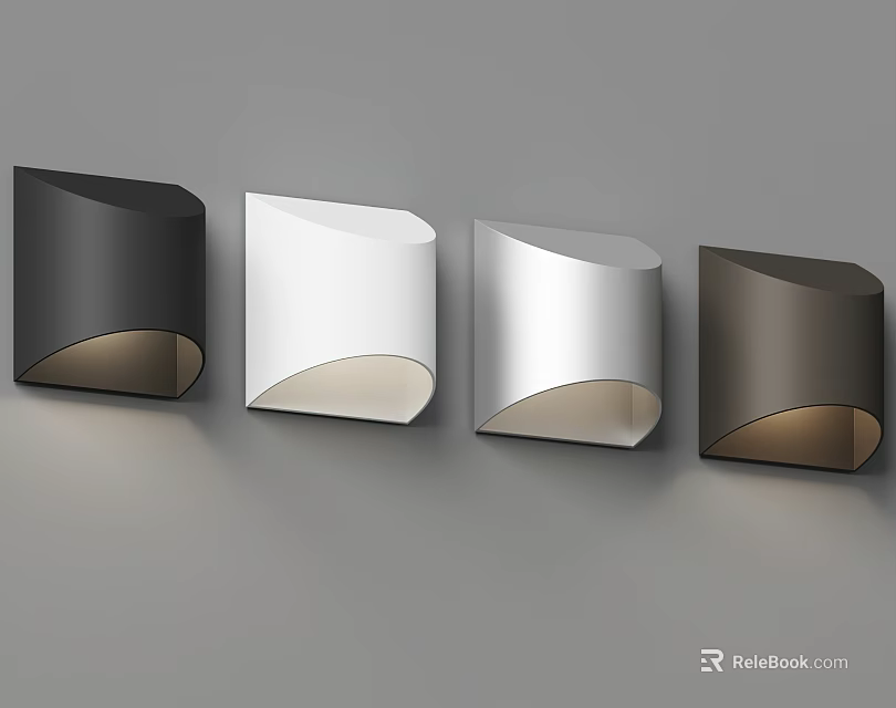 Modern Curved Wall Lamps in Black White Silver Brown Colors for Home Decor 3d model 