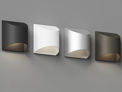 Modern Curved Wall Lamps in Black White Silver Brown Colors for Home Decor 3d model